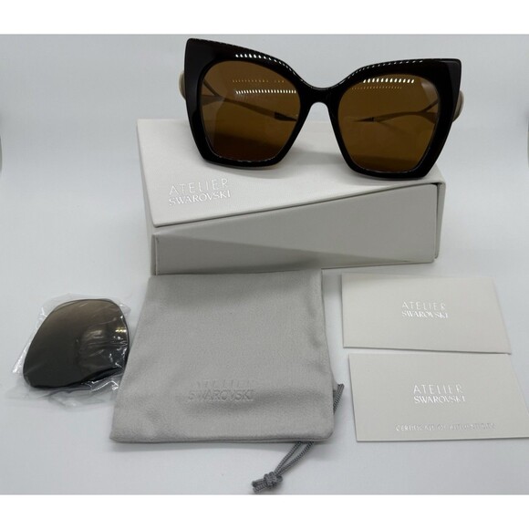 Swarovski Accessories - Swarovski Atelier SK271-P 48G Brown Cat Eye Sunglasses Frame 53-18-140 Italy COA